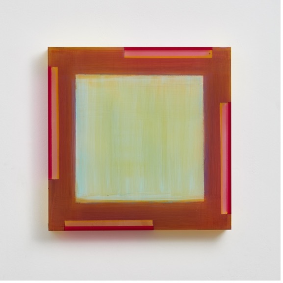 Anne Berlit, Homage to the Square V, 2024, acrylic on plexiglas, 15.4" x 15.74" x 1.9"